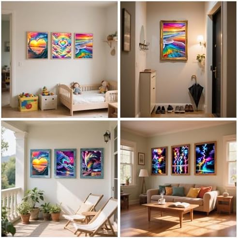 GREENCRUISE 12 Pack Diamond Painting Kits for Adults, 5D Diamond Art Kits for Beginners, DIY Full Drill Paint with Diamond, Home Wall Decor 12 x 16 Inch TYPE3
