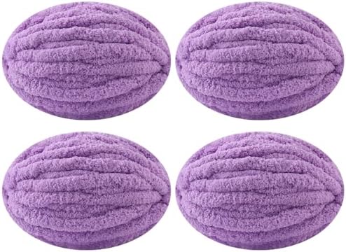 Chunky Yarn for Hand Knitting, No7 Thick Yarn, 250Grams 32Yards, Pack of 4, Perfect for Knitters and Crafters (Deep Taro Purple)