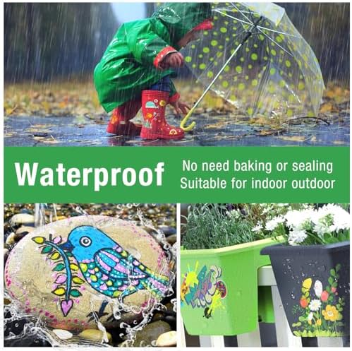DAPAWIN Oil Based Paint Pen: Permanent Paint Marker, Quick-Dry, Waterproof Paint Set of 24 for Metal, Wood, Easter egg, Rock Painting, Glass, Fabric, Ceramic, Mug, Plastic, Stone, Christmas Stencil