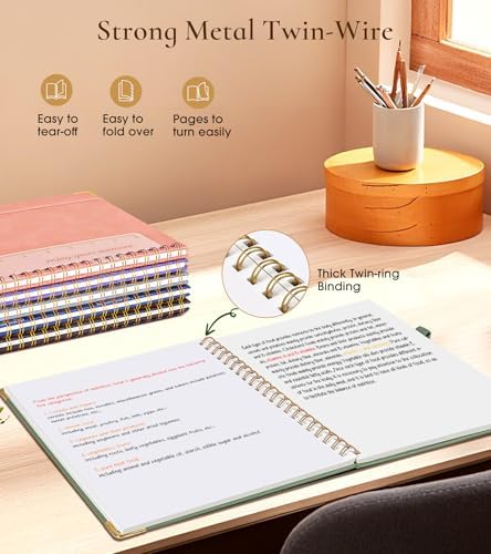 Blank Spiral Notebook Journal 8.5” x 11”, A4 Large Hardcover Sketch Book for Women Men, 100 GSM Blank Paper Drawing Notebook, Spiral Bound Sketchbook for Sketching School Work Note Taking, Green