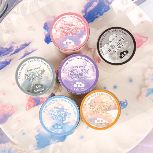 PET Tape Stickers for Journaling,Dreamy Cloud Stickers for Scrapbooking