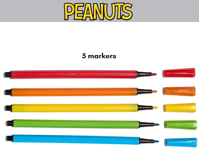Peanuts Gang Sketchbook for Kids with Washable Markers, 86 Blank Pages Spiral Bound, Snoopy