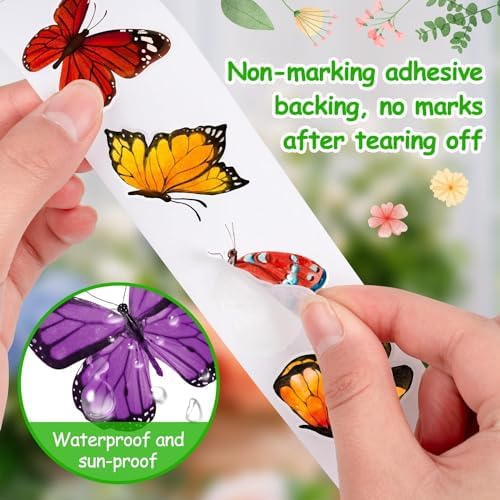 1200 PCS Butterfly Roll Stickers, 16 Styles Butterfly Stickers for Kids