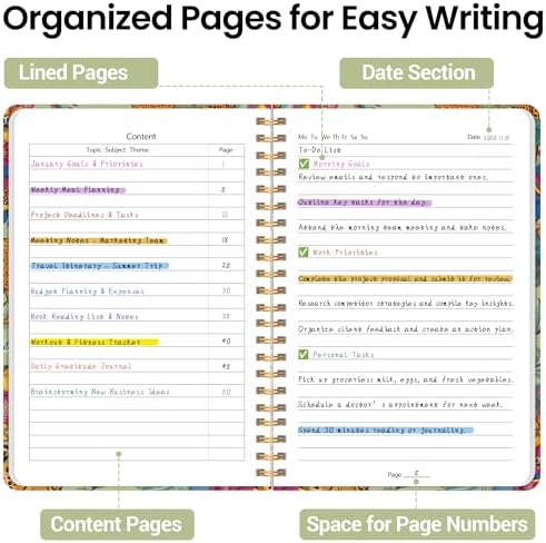 Lined Spiral Journal Notebook, A5 College Ruled Notebook for Note-Taking