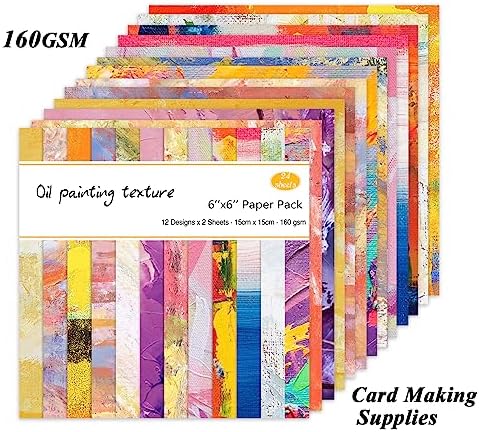 Scrapbook Paper, 24 Sheets 6"×6" 160gsm Single-Sided Patterned Cardstock
