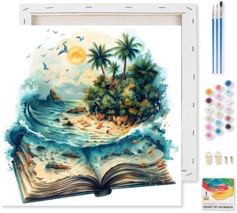 Kalonyth Book Framed Paint by Numbers Kit for Adults Beginner 10x10 inch
