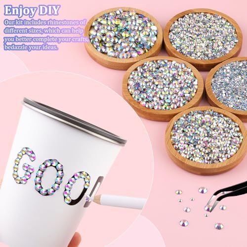 30000Pcs AB Rhinestones for Bedazzling with B7000 Jewelry Glue, Bedazzler Kit Bulk Flatback Gems, Resin Rhinestones for Crafting Crafts Clothing Shoes Fabric Nail Art Assorted Size 2/3/4/5/6mm