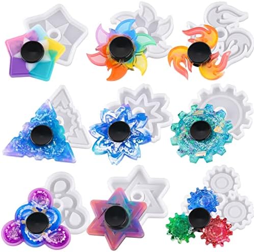 NiArt Fidget Spinner Silicone Resin Mold Kit, 9 Molds, 10 Bearings Set