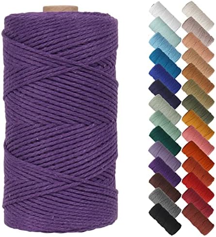 NOANTA Deep Purple Macrame Cord 2mm x 220yards, Cotton Rope Macrame Yarn
