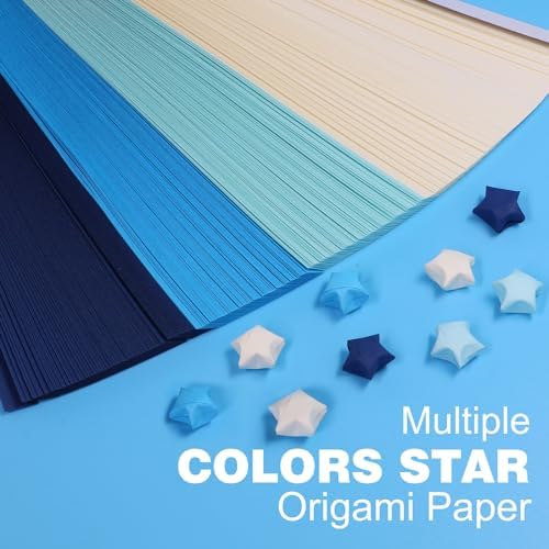 FoDau770 Solid Color Star Paper Strips - 1080 Sheet, Blue Series