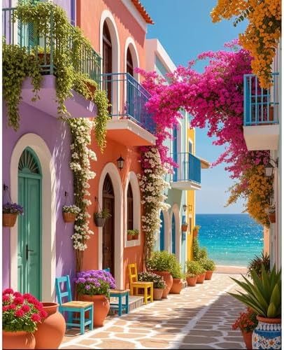 ajepon Landscape Paint by Numbers Kit for Adults - Painting by Number Kits Beautiful Landscape, Seaside Scenery Adults Paint by Numbers Kits on Canvas Without Frame for Home Wall Decor 16X20inch