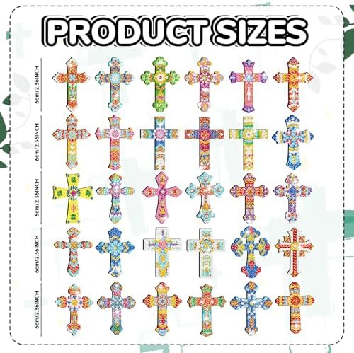 Motipuns 30 Pcs Diamond Magnets,Cross,Desaturated