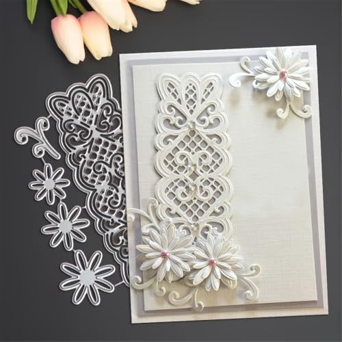 Scrapbooking Die-Cuts for Card Making, Christmas Metal Cutting Dies, Paper Craft Punch Template, Background Embossing Stencils, DIY Album Décor (Lace Flower Edge-12x7.6cm)