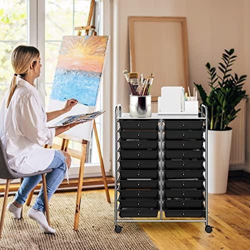 COSTWAY 20-Drawer Rolling Storage Cart, Utility Storage Organizer Cart
