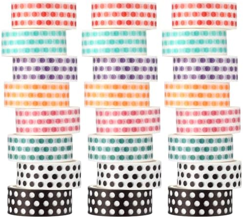 24 Rolls Polka Dot Washi Tapes for Back to School Gifts Crafts
