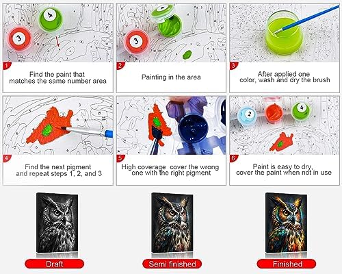 TUMOVO Abstract Owl Paint by Numbers Craft Kit for Adults