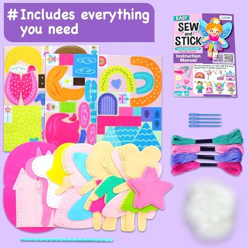 EZCRA Fairy Sewing Kit for Kids Ages 4-8 - 8 Felt DIY Projects