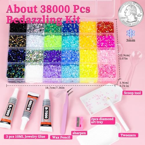 Bedazzling Kit 38000 PCS Bedazzler Kit, 24 Colors