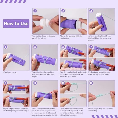Crochet Loop Guide for Beginners, Crochet Holder with 6 Replaceable Sponges