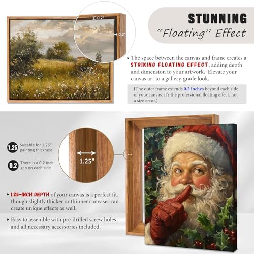 Floating Frames for Canvas, Wood-Look Frames for 1.25" Thick Canvas Paintings, Floater Frame Kit Available in 50 Sizes and 4 Colors for Room Wall and Art Decor (20x36inch Light Brown, 1-Pack)