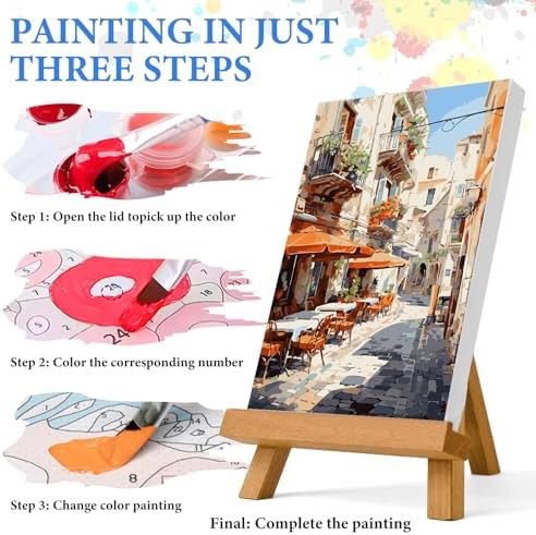 PRASIO Paint by Numbers Kit for Adults Beginner, Landscape Adult Paint by Number Kits on Canvas, DIY Acrylic Watercolor Oil Paint by Number for Adults for Home Decor Gift 16x20 Inch