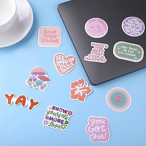 100PCS Cute Preppy Stickers Pink Motivational Vinyl Waterproof Stickers for Laptop Bumper Water Bottles Computer Phone Hard Hat Car Inspirational Decals for Adults Women Kids Teen Girls