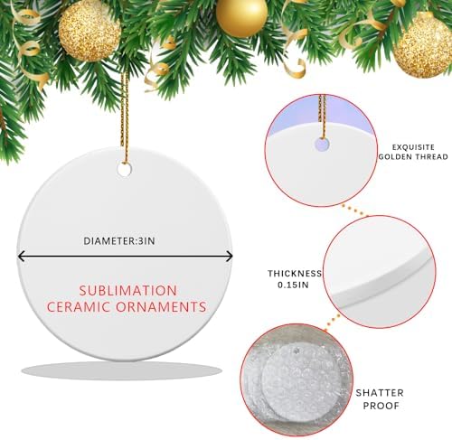 50 PCS Ceramic Sublimation Ornament Blanks Bulk 3 Inch White Round Crafts DIY Personalized Printed Home Porcelain Paintable Christmas Decorations