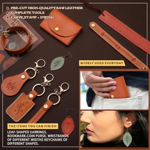 CBHGFEA Leather Crafting Kit, Leather Working Tools Supplies Tooling Kit