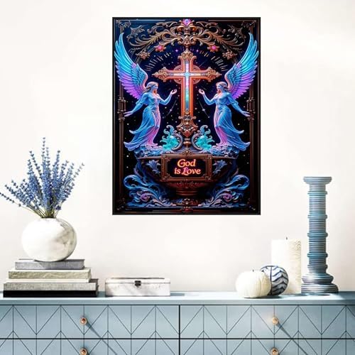 Benjenes Angel Diamond Art Kits for Adults, Cross Diamond Painting Kits