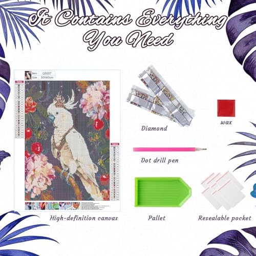 DOTSOPS 5D Parrot Diamond Painting Kits for Adults 11.8 x 15.7 Inches
