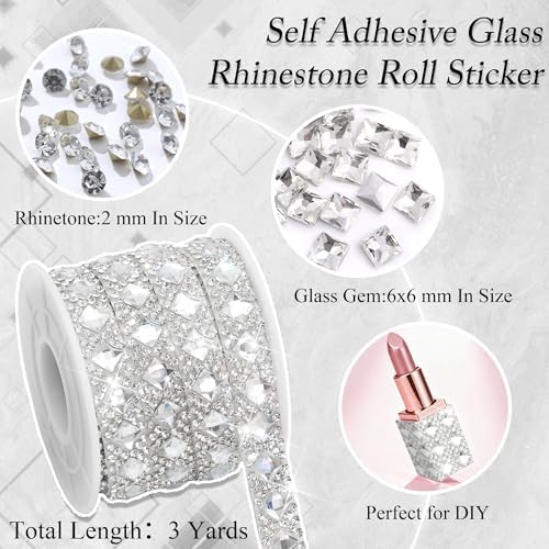 White Glass Gems Rhinestone Ribbon Roll 1 CM Wide Rhinestone Wrap