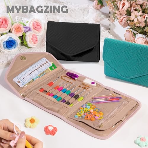 MYBAGZING Crochet Hook Case - Foldable Organizer - Knitting & Crochet Supplies Accessory
