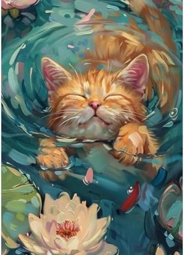 VeGuude Diamond Art Kits for Adults, Full Drill Van Cute Cat Diamond Painting Kits for Beginners, DIY Full Rhinestone 5D Diamond dots (Gemstone Craft), Home Wall Decoration (12x16 inch)