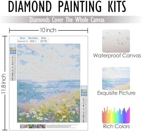 RLTXBUK 2 Pack Nautical Sailboat Blue Hydrangea Diamond Art Kits, Coastal Grandma Decor, Summer Seaside Flower Landscape Gem Diamond Painting Art Kits for Adults Kids Beginners, 9.8x11.8 Inch