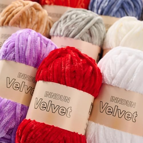 Soft Velvet Chenille Yarn for Crocheting, Super Bulky Yarn for Blankets