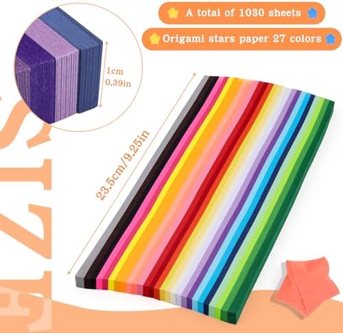 Bupete Star Origami Paper Strips 27 Assortment Colors Star Paper
