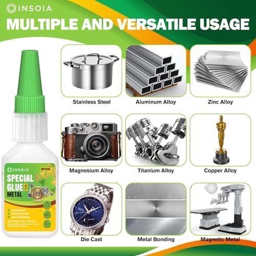 INSOIA Super Metal Glue Clear, 20g, Strong Bond, with Precision Tips