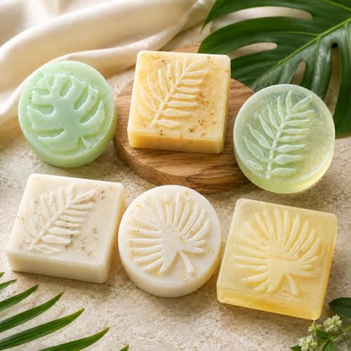 2 Pack Tropical Leaf Silicone Soap Mold Tropical Leaf Embossed Soap Making Mold Monstera Silicone Mold Palm Leafs Mold Handmade Soap Mold for Soap Candle Lotion Bath Bombs Resin Cake Chocolate Candy
