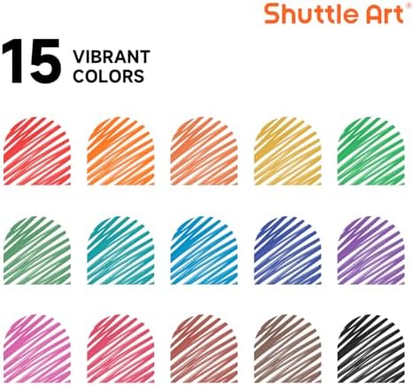 Shuttle Art Ultra Fine Dry Erase Markers, 15 Colors Whiteboard Markers with Erase, Dry Erase Markers Perfect For Writing on Whiteboards, Dry-Erase Boards,Mirrors for School Office Home