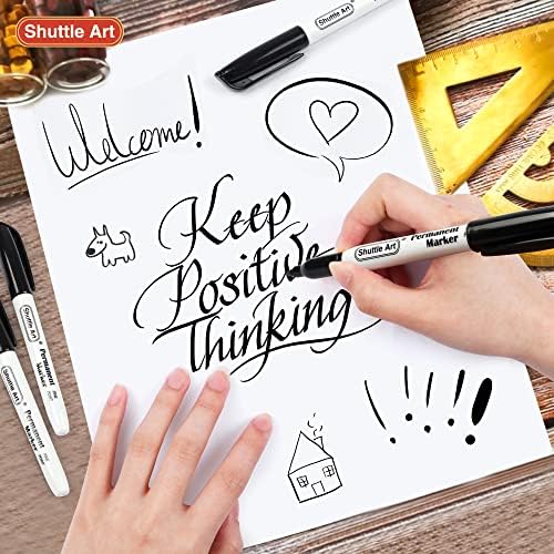 Shuttle Art Permanent Markers, 70 Pack Black Permanent Marker set,Fine Point, Works on Plastic,Wood,Stone,Metal and Glass for Doodling, Marking