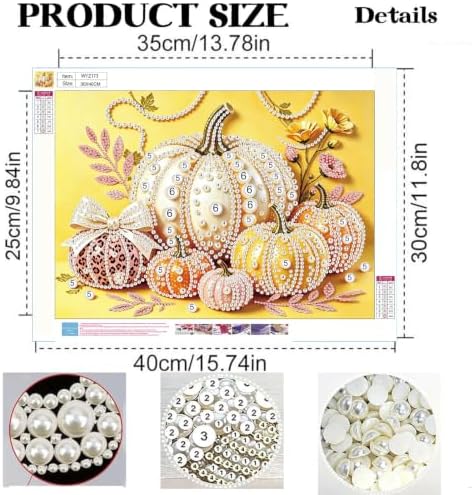 5D Diamond Art Kits for Adult Beginner, Pumpkin Pearl Diamond Painting Kit