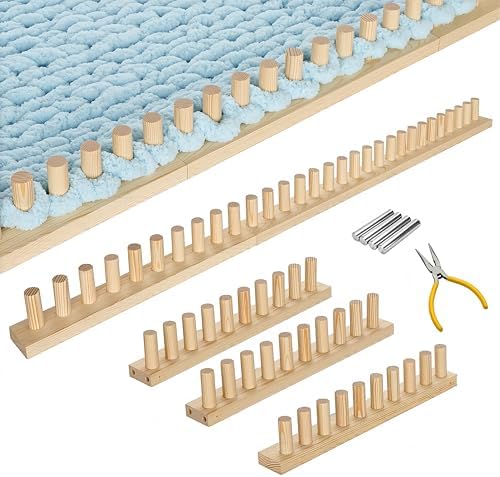 ARTACE 46" Chunky Blanket Loom, Large Adjustable Wooden Loom Frame, Hand Knitting Kit for Adults Beginners, DIY Chunky Throw Blanket Making Kit