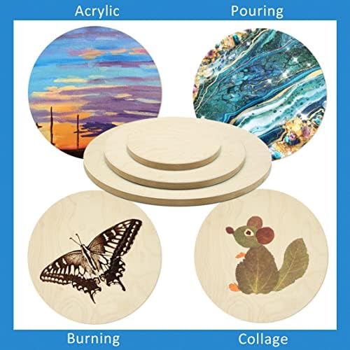 Falling in Art 3 Pack of 8, 12, 16'' Unfinished Round Birch Wood Panels