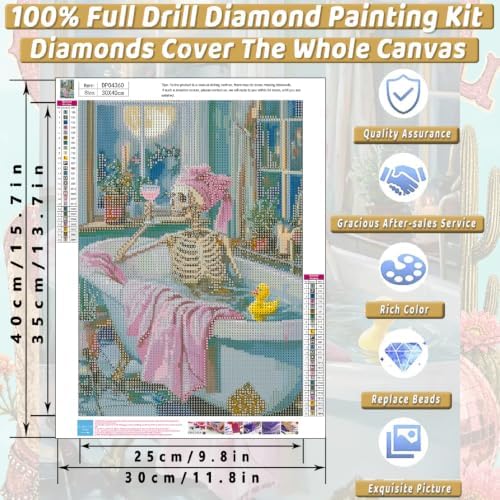 Skull Diamond Art Kits for Adults Funny Diamond Painting Kit for Beginner