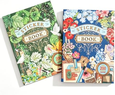 2 Sets 400+ PCS Stickers for Scrapbooking, Self-Adhesive Scrapbook Stickers Supplies Journal, Plants Vintage Aesthetic Sticker Art Diary Card Craft Gifts Planner Notebook,Spring&Flower