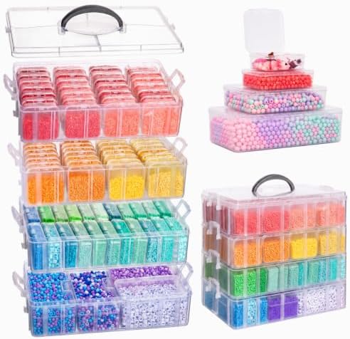 Bead Storage Organizer, 84 Containers, 4-Tier Stackable Case