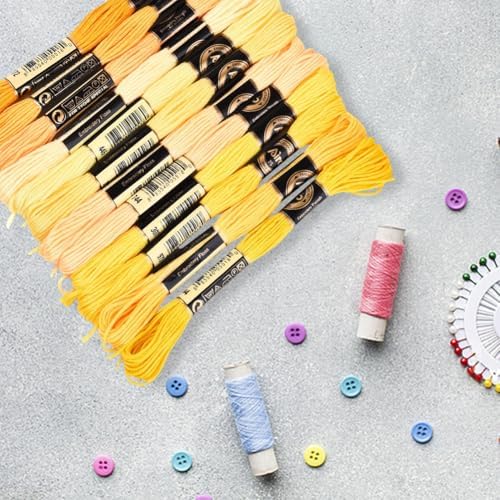 12 Skeins 6 Strands Yellow Embroidery Thread for Hand Sewing