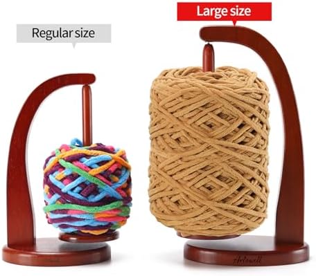 Yarn Holder for Crocheting with Magnetic Yarn Spinner-Warm Brown-Enlarg