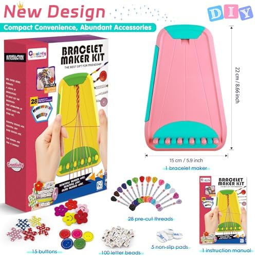 Maynacs Friendship Bracelet Making Kit for Girls 8-12, 28 Pre-Cut Threads