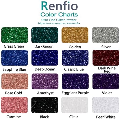Renfio Fine Glitter, 16 Colors Resin Glitter Set Each 15g/0.53oz